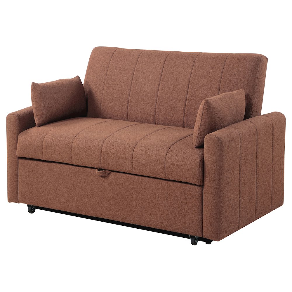 Portland Boucle Upholstered Sleeper Sofa Bed Copper. Picture 6