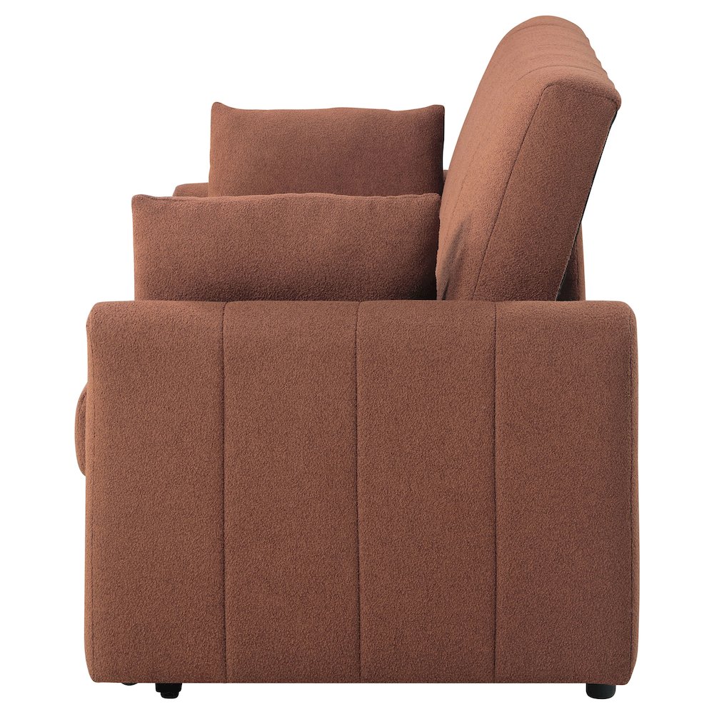 Portland Boucle Upholstered Sleeper Sofa Bed Copper. Picture 7