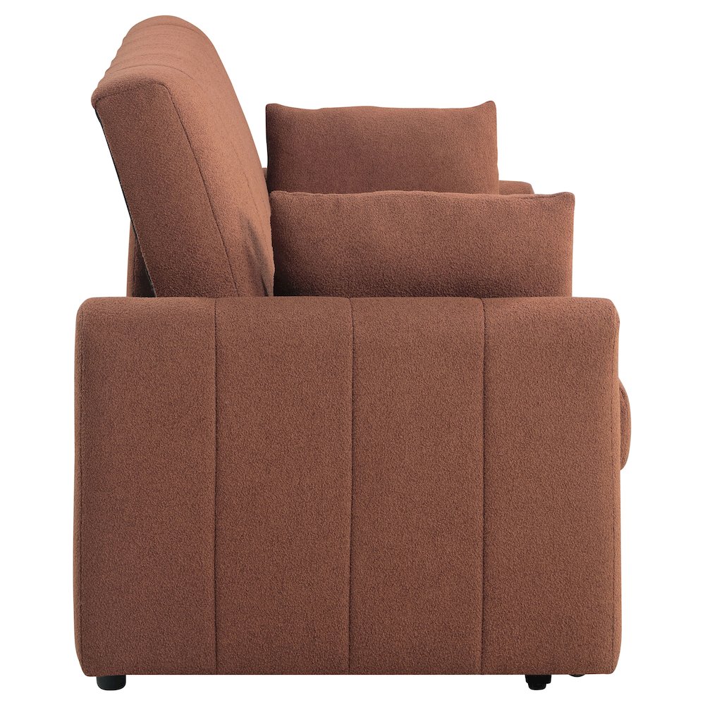 Portland Boucle Upholstered Sleeper Sofa Bed Copper. Picture 10