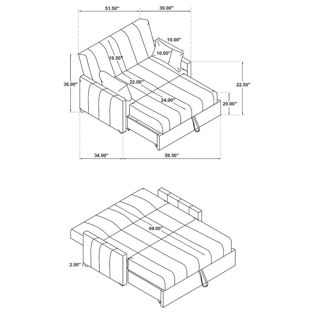 Portland Boucle Upholstered Sleeper Sofa Bed Copper. Picture 16