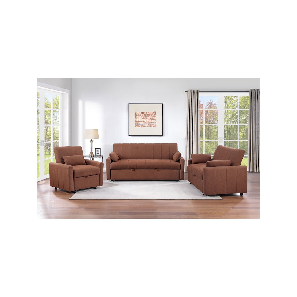 Portland Boucle Upholstered Sleeper Sofa Bed Copper. Picture 15
