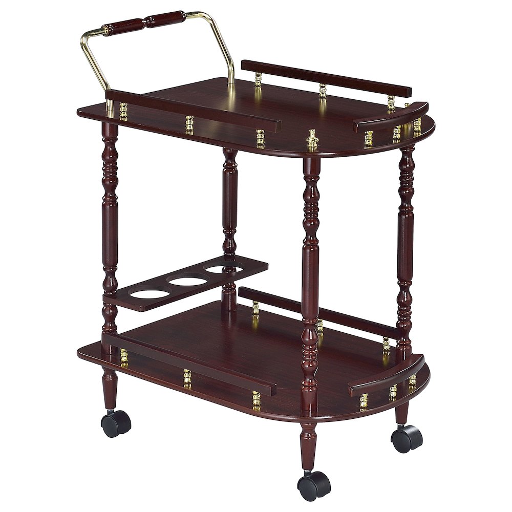 Palmer 2-tier Rectangular Wood Bar Cart Merlot. Picture 1