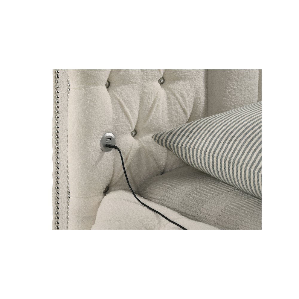 Sonya Upholstered Eastern King Round Storage Bed Ivory. Picture 11