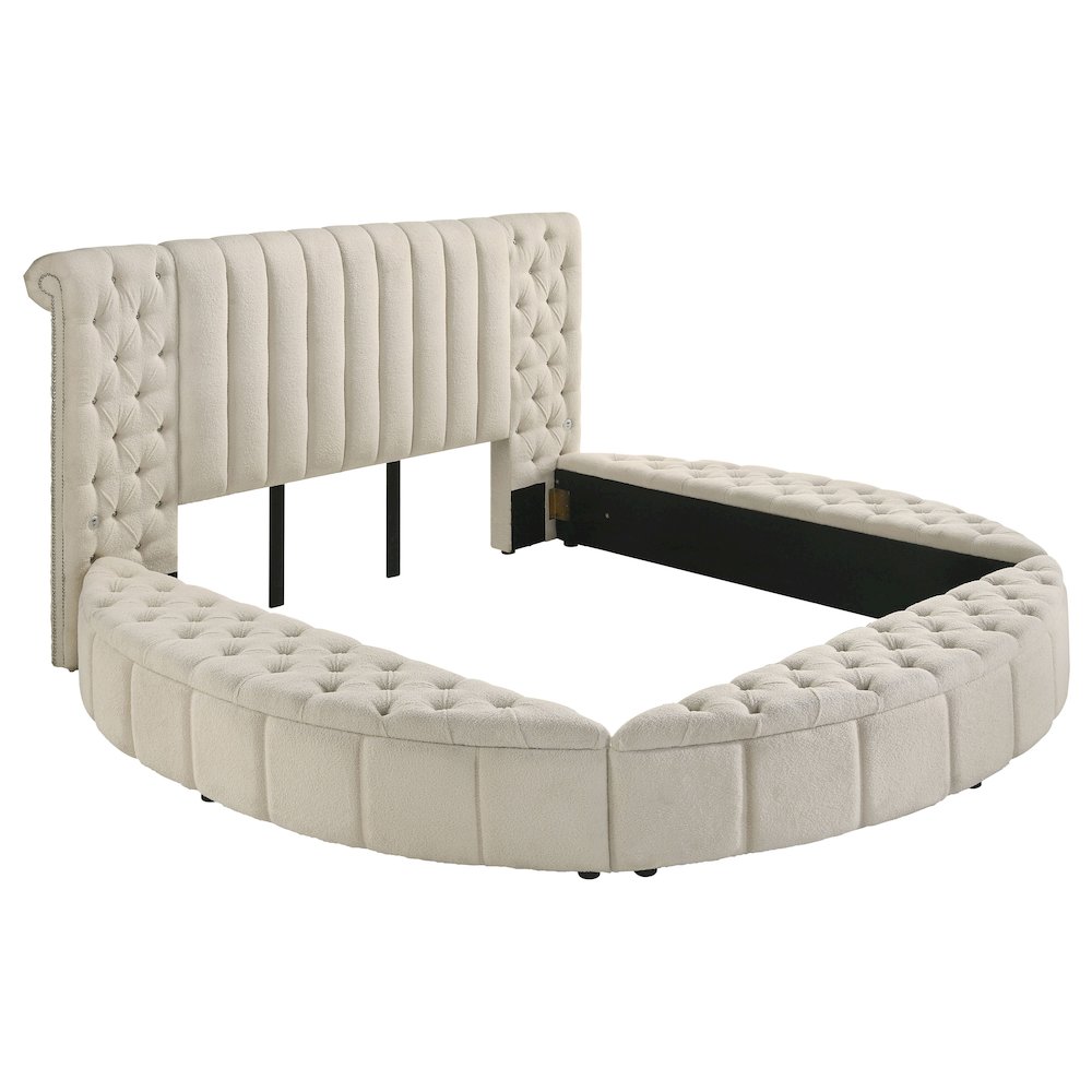 Sonya 4-piece Upholstered Eastern King Bedroom Set Ivory. Picture 3