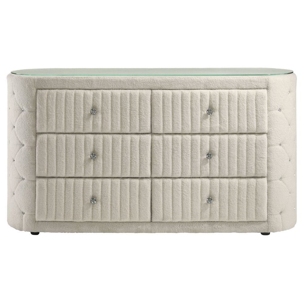 Sonya 6-drawer Upholstered Bedroom Dresser Ivory. Picture 3