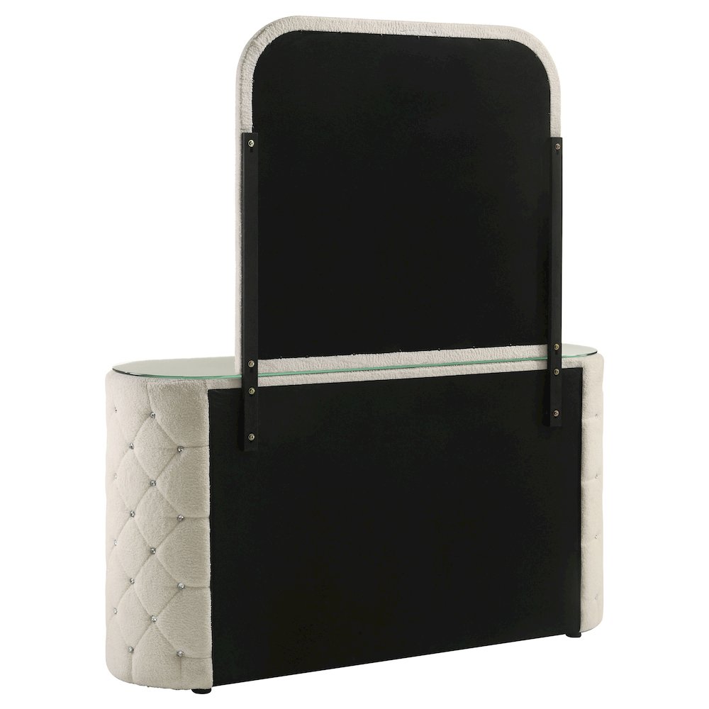 Sonya 6-drawer Upholstered Bedroom Dresser with Mirror Ivory. Picture 6