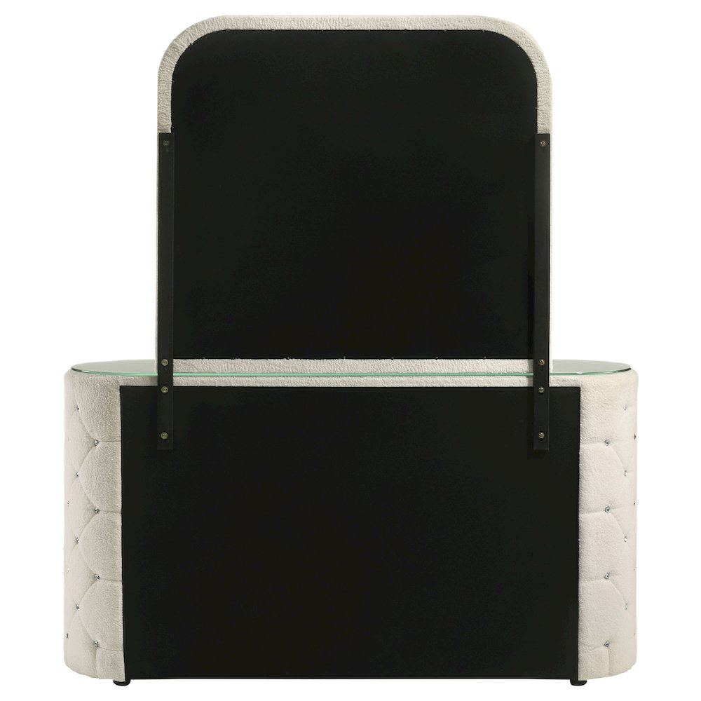 Sonya 6-drawer Upholstered Bedroom Dresser with Mirror Ivory. Picture 7