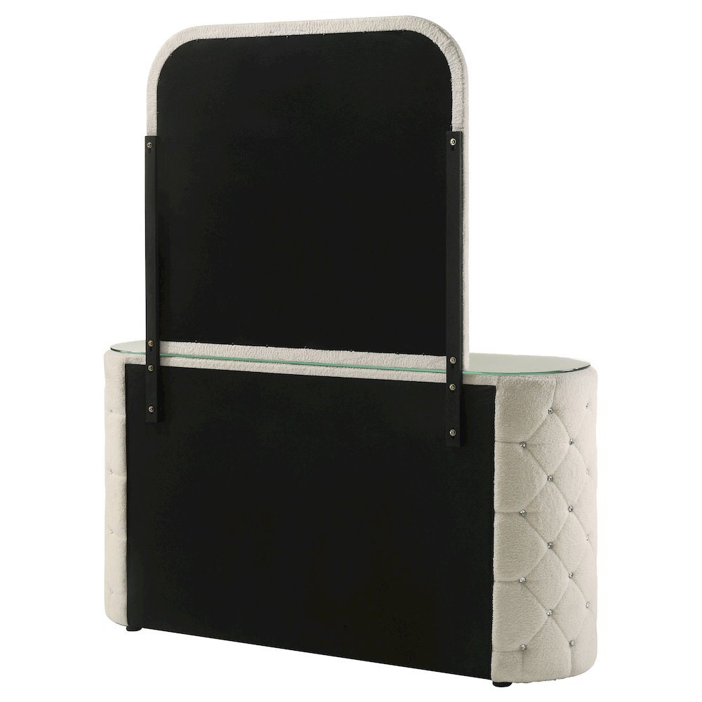 Sonya 6-drawer Upholstered Bedroom Dresser with Mirror Ivory. Picture 8