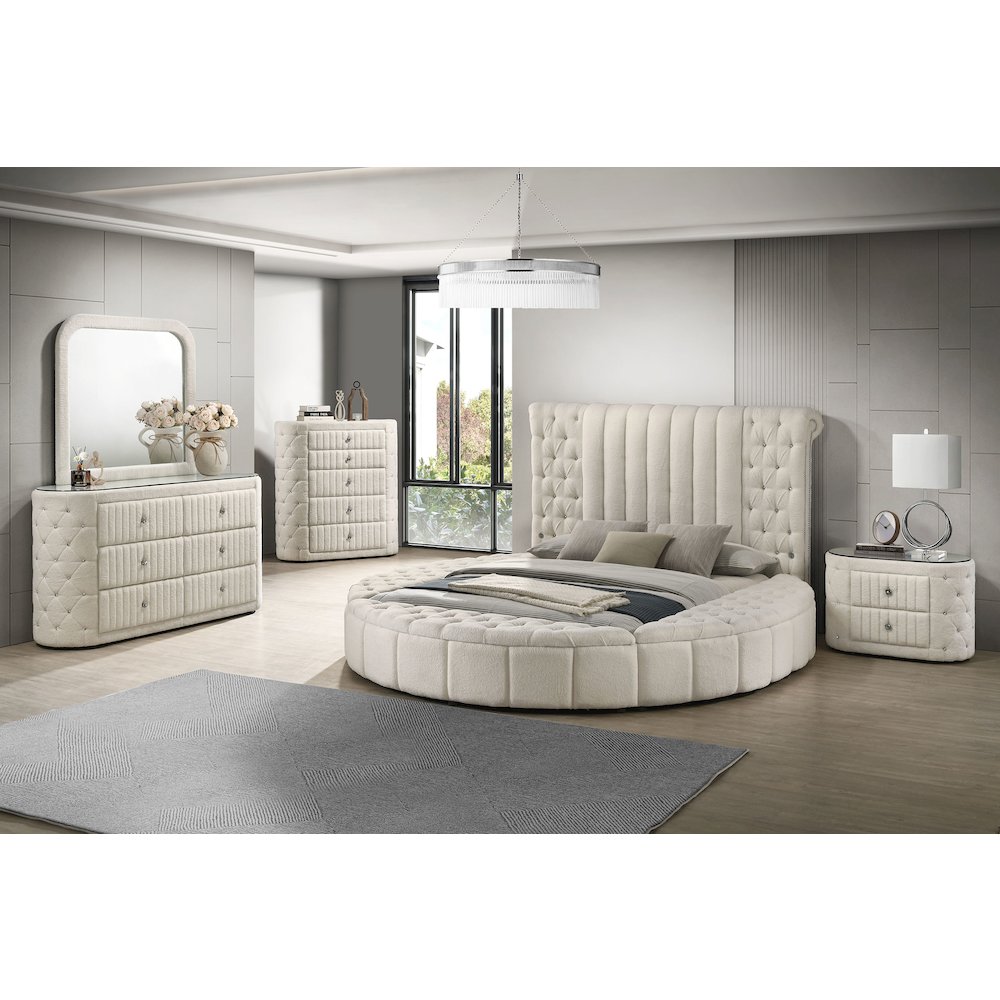 Sonya 6-drawer Upholstered Bedroom Dresser with Mirror Ivory. Picture 12