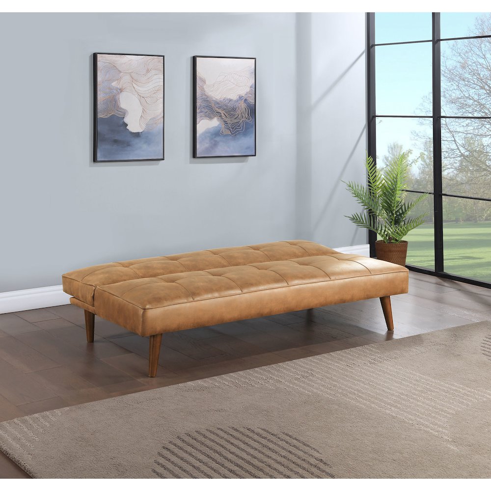 Jenson Upholstered Tufted Convertible Sofa Bed Saddle Brown. Picture 12