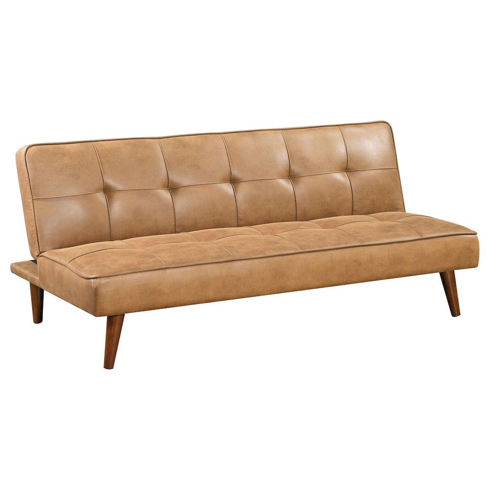 Jenson Upholstered Tufted Convertible Sofa Bed Saddle Brown. Picture 1