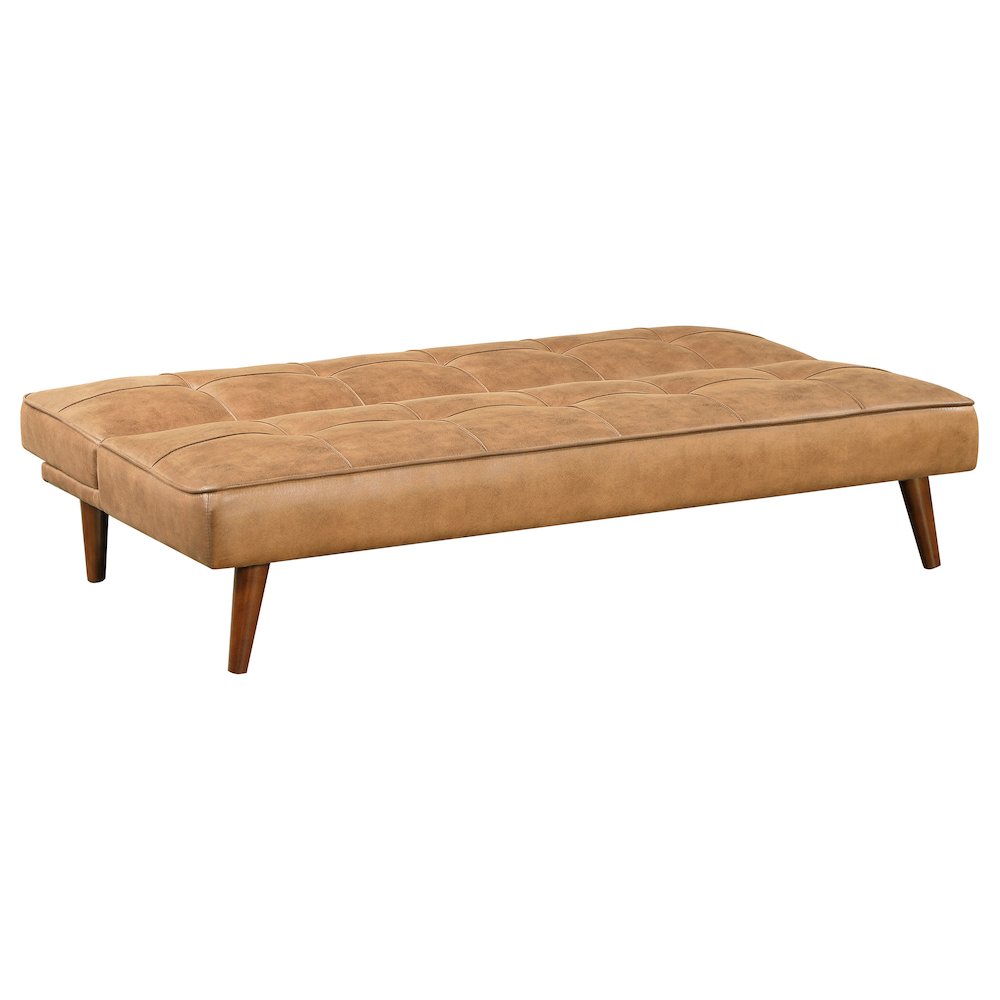 Jenson Upholstered Tufted Convertible Sofa Bed Saddle Brown. Picture 3