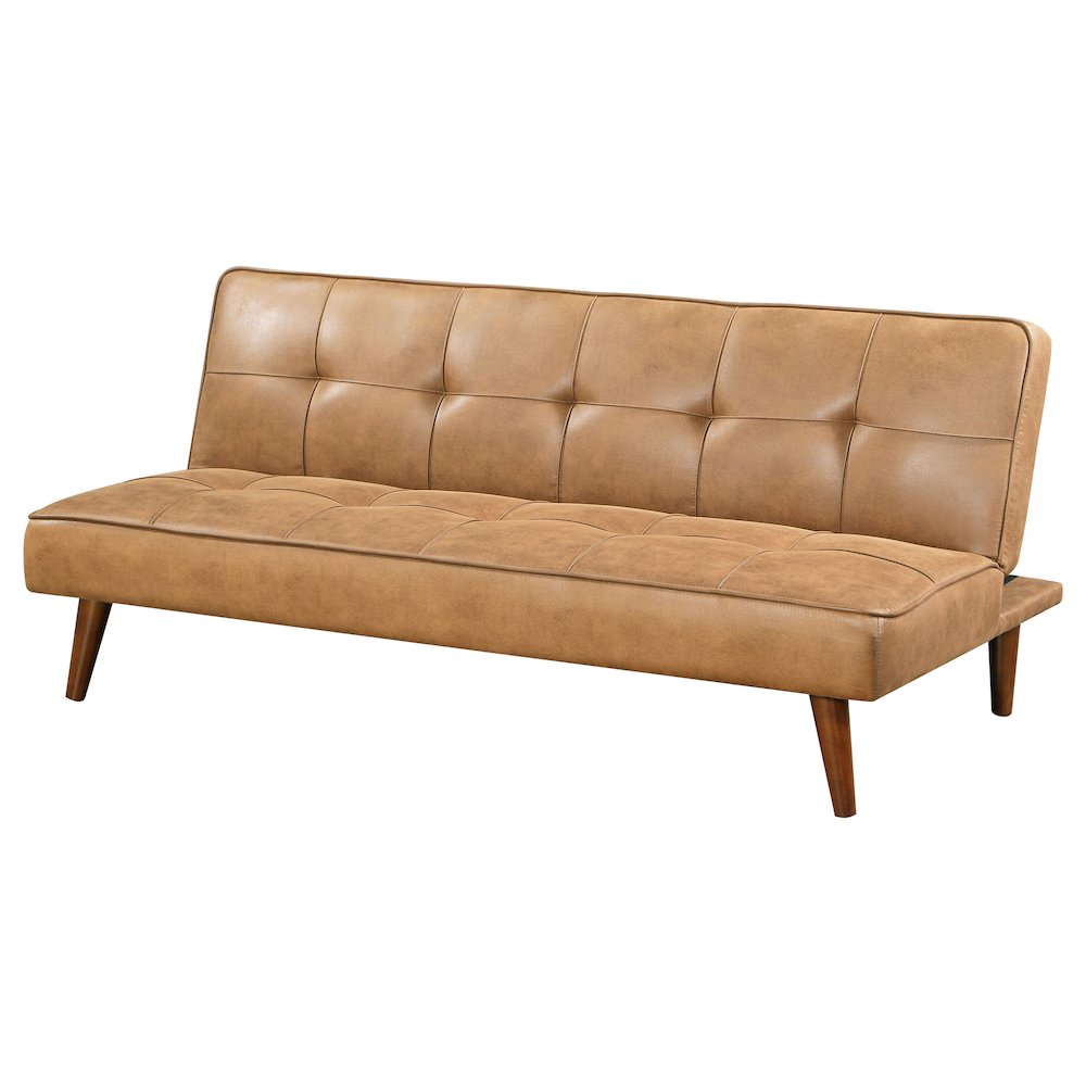 Jenson Upholstered Tufted Convertible Sofa Bed Saddle Brown. Picture 5