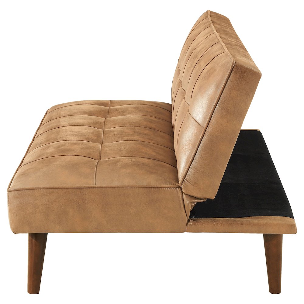 Jenson Upholstered Tufted Convertible Sofa Bed Saddle Brown. Picture 6