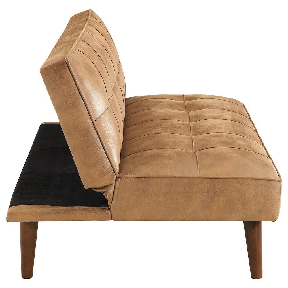 Jenson Upholstered Tufted Convertible Sofa Bed Saddle Brown. Picture 9