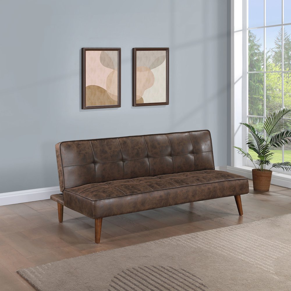 Jenson Upholstered Tufted Convertible Sofa Bed Dark Coffee. Picture 10