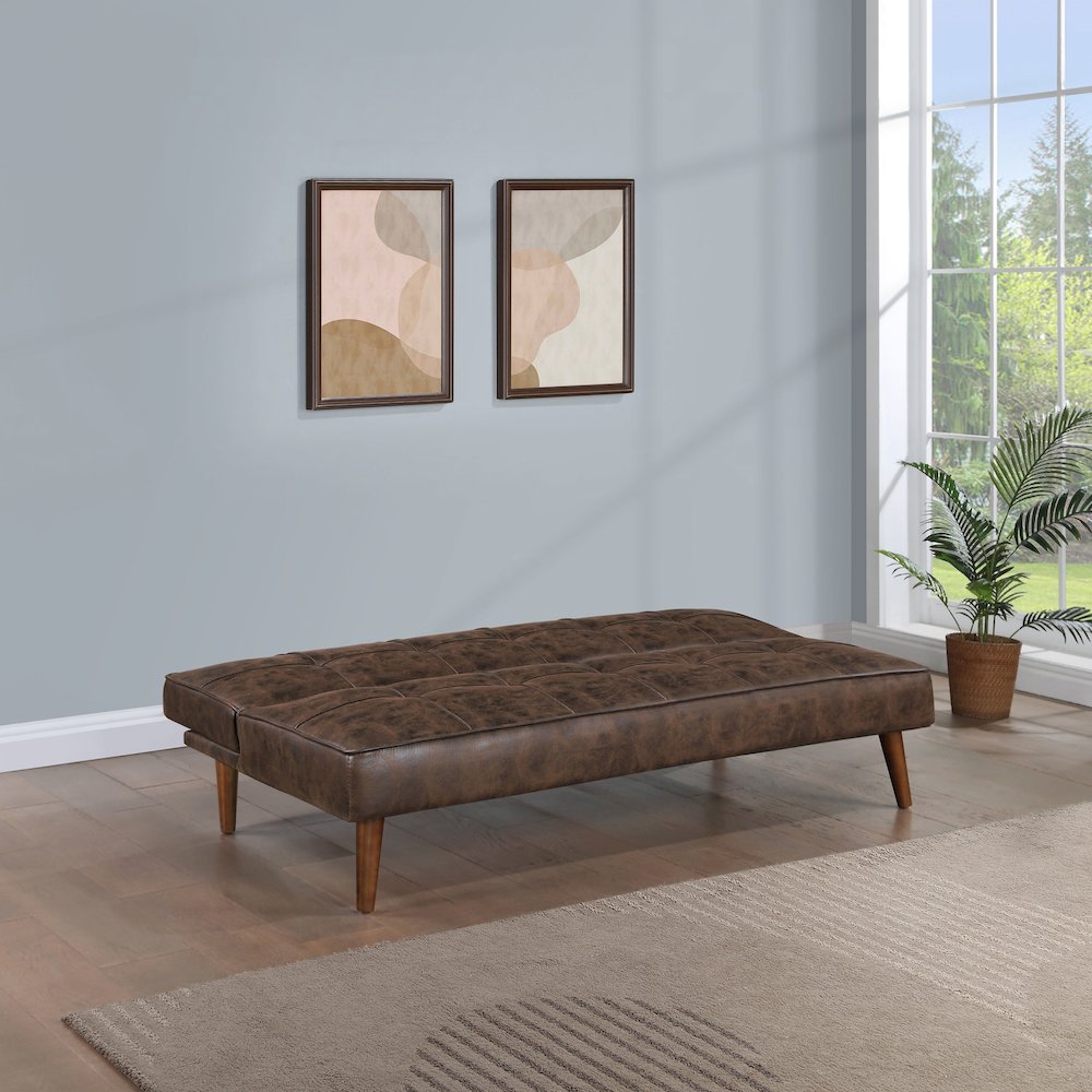 Jenson Upholstered Tufted Convertible Sofa Bed Dark Coffee. Picture 12