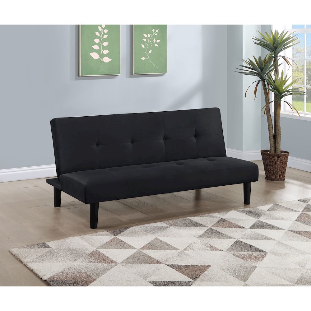 Stanford Upholstered Tufted Convertible Sofa Bed Black. Picture 10