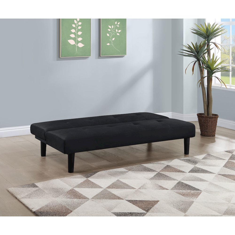 Stanford Upholstered Tufted Convertible Sofa Bed Black. Picture 12