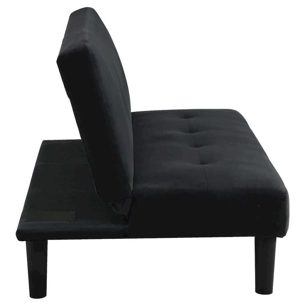 Stanford Upholstered Tufted Convertible Sofa Bed Black. Picture 9