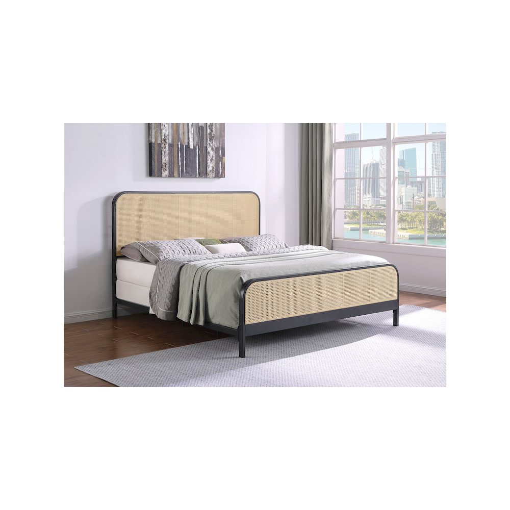 Lanewood Open Cane Webbing Metal Eastern King Bed Black. Picture 9