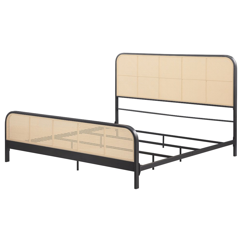 Lanewood Open Cane Webbing Metal Eastern King Bed Black. Picture 4