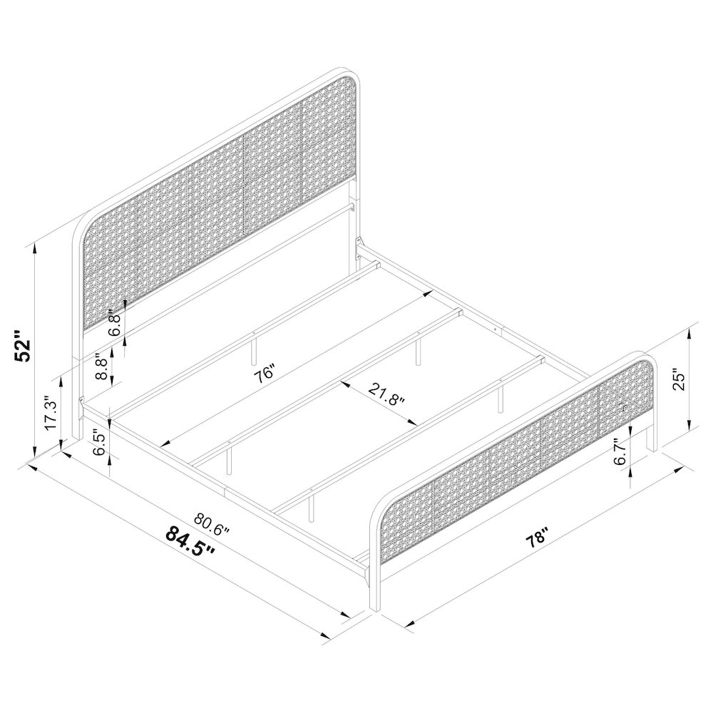 Lanewood Open Cane Webbing Metal Eastern King Bed Black. Picture 11