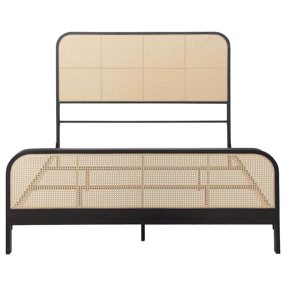 Lanewood Open Cane Webbing Metal Queen Bed Black. Picture 3