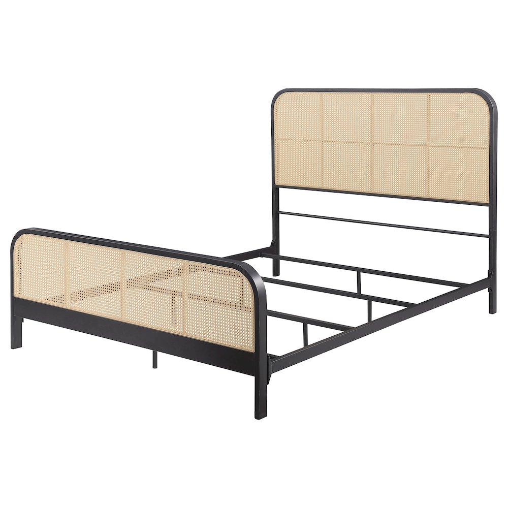 Lanewood Open Cane Webbing Metal Queen Bed Black. Picture 4