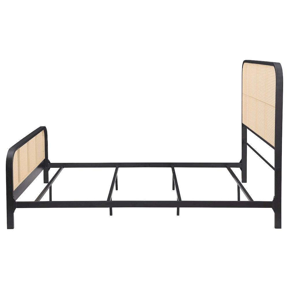 Lanewood Open Cane Webbing Metal Queen Bed Black. Picture 5