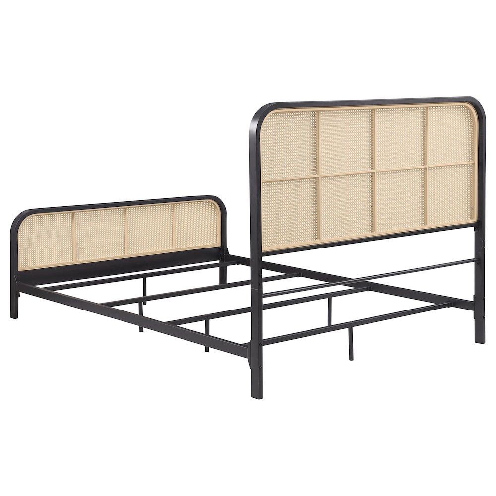 Lanewood Open Cane Webbing Metal Queen Bed Black. Picture 6