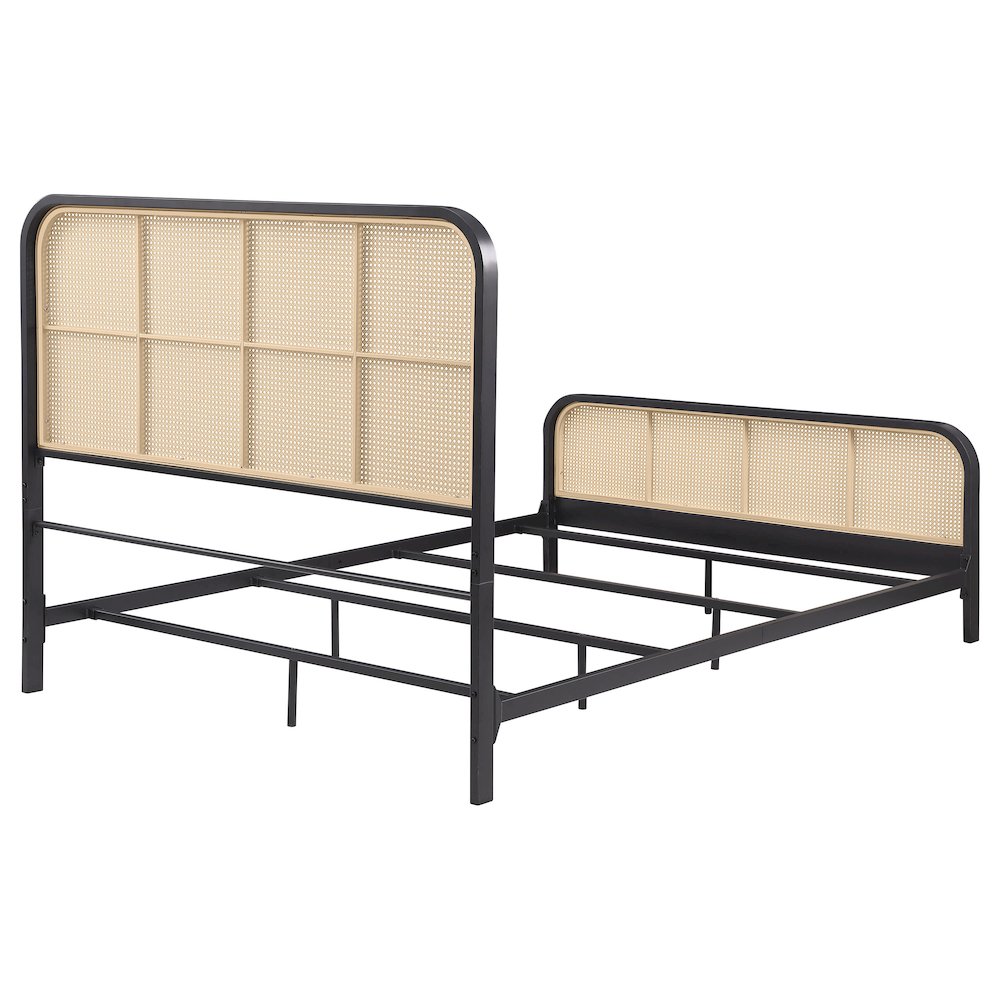 Lanewood Open Cane Webbing Metal Queen Bed Black. Picture 7
