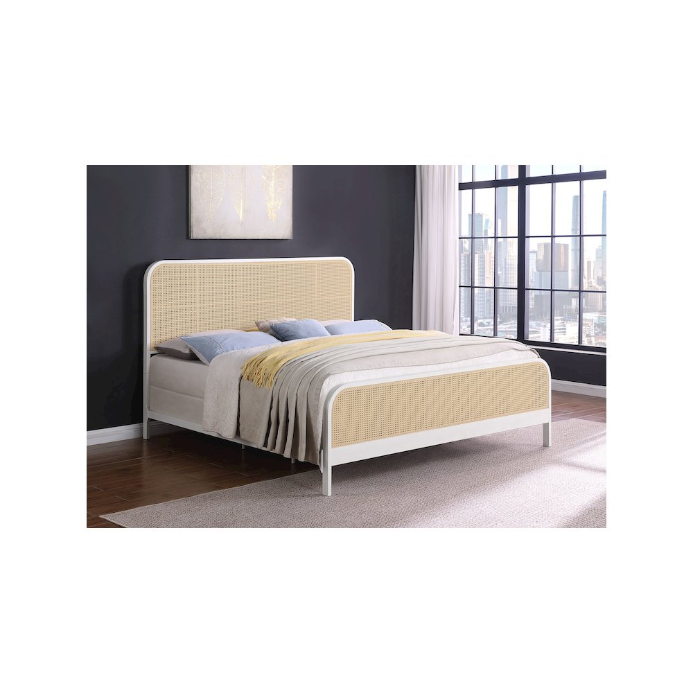 Lanewood Open Cane Webbing Metal Eastern King Bed White. Picture 9