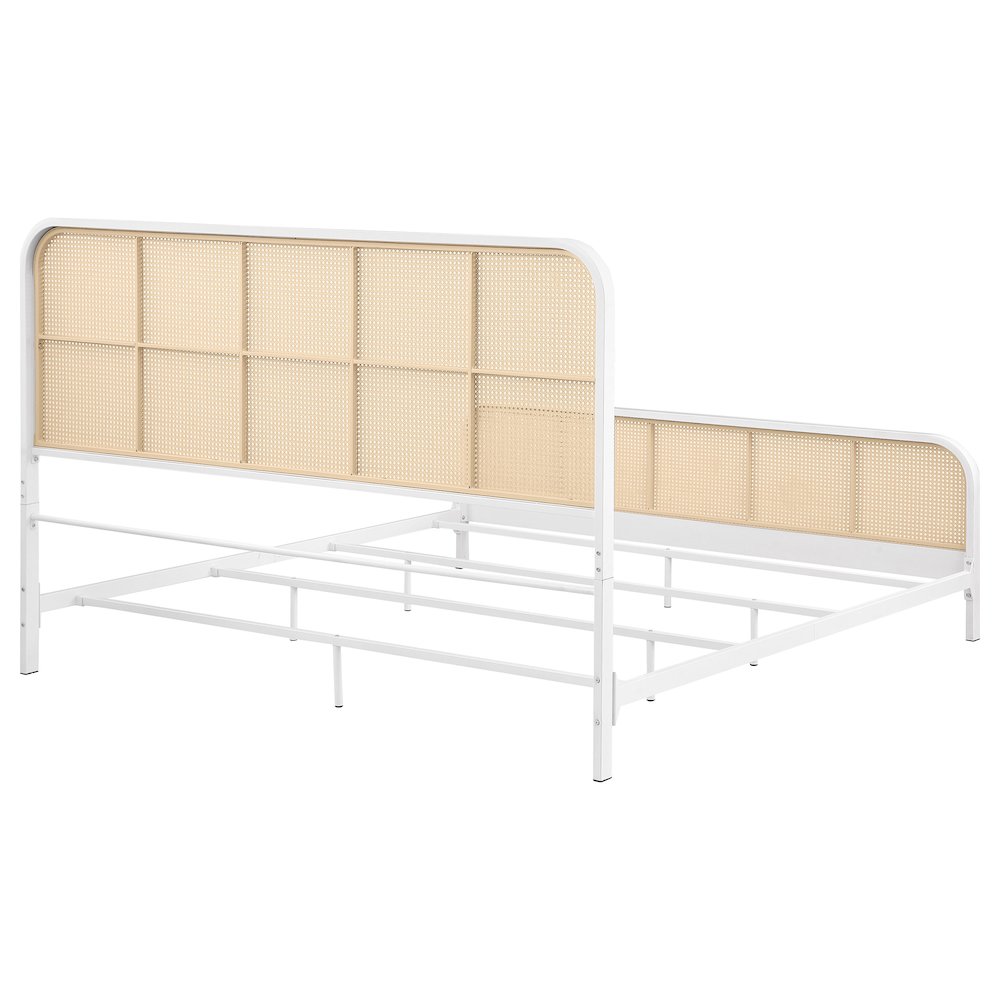 Lanewood Open Cane Webbing Metal Eastern King Bed White. Picture 7