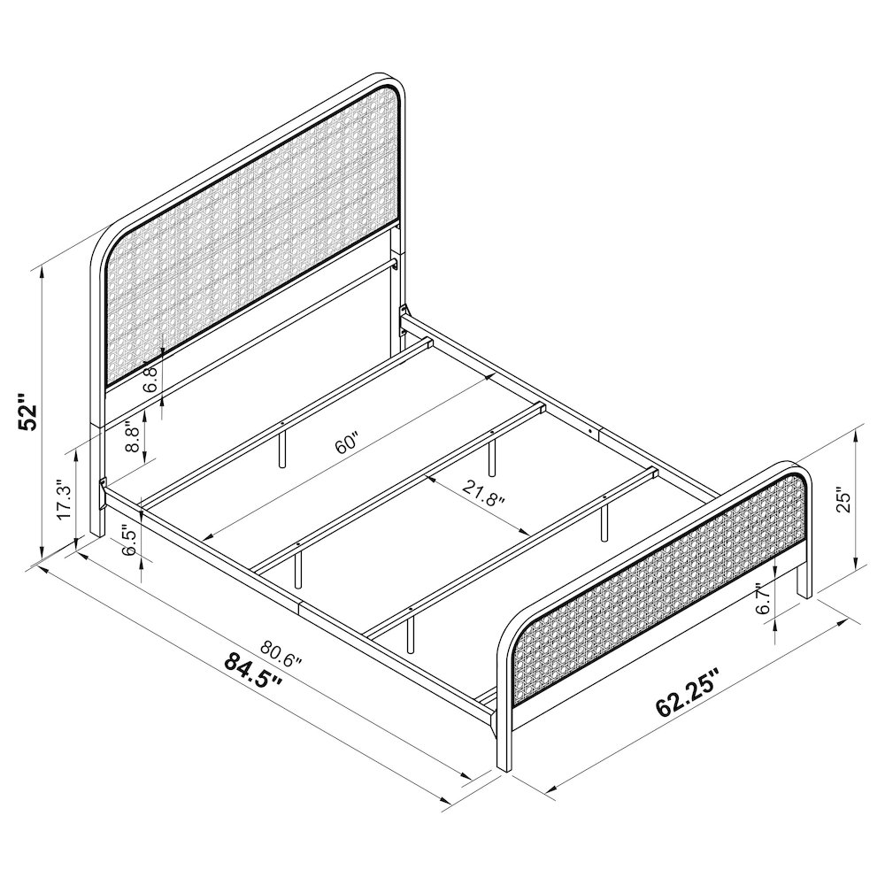 Lanewood Open Cane Webbing Metal Queen Bed White. Picture 11