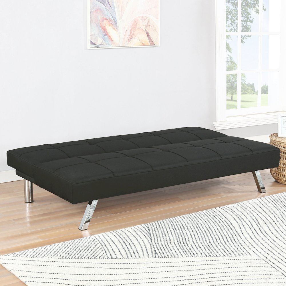 Joel Upholstered Tufted Convertible Sofa Bed Black. Picture 9