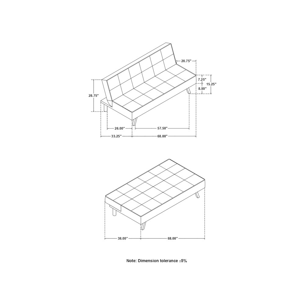 Joel Upholstered Tufted Convertible Sofa Bed Black. Picture 10