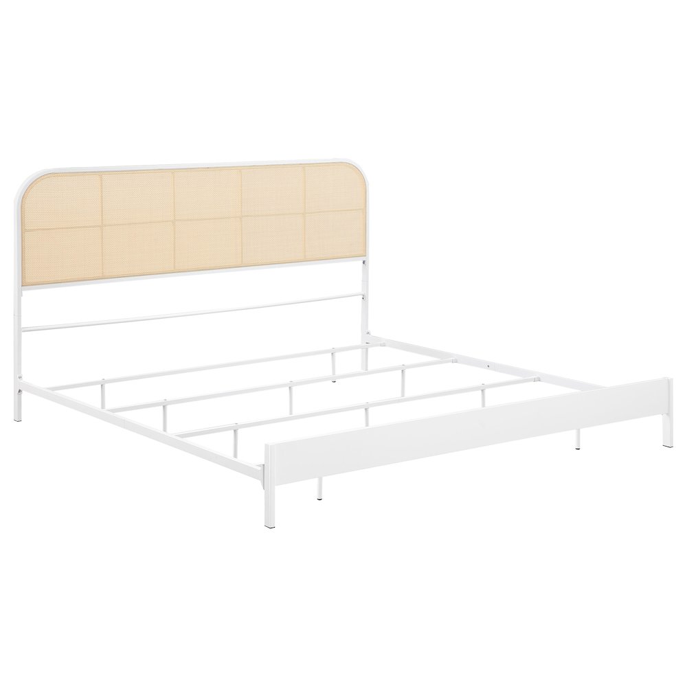Amherst Radio Weave Rattan Metal Eastern King Bed White. Picture 1