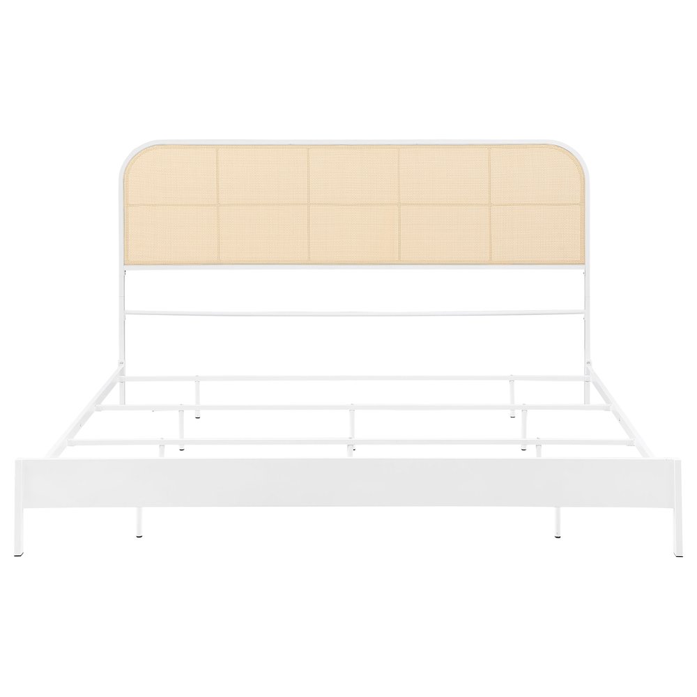 Amherst Radio Weave Rattan Metal Eastern King Bed White. Picture 3