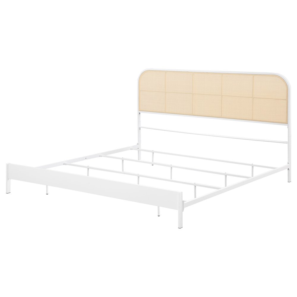 Amherst Radio Weave Rattan Metal Eastern King Bed White. Picture 4