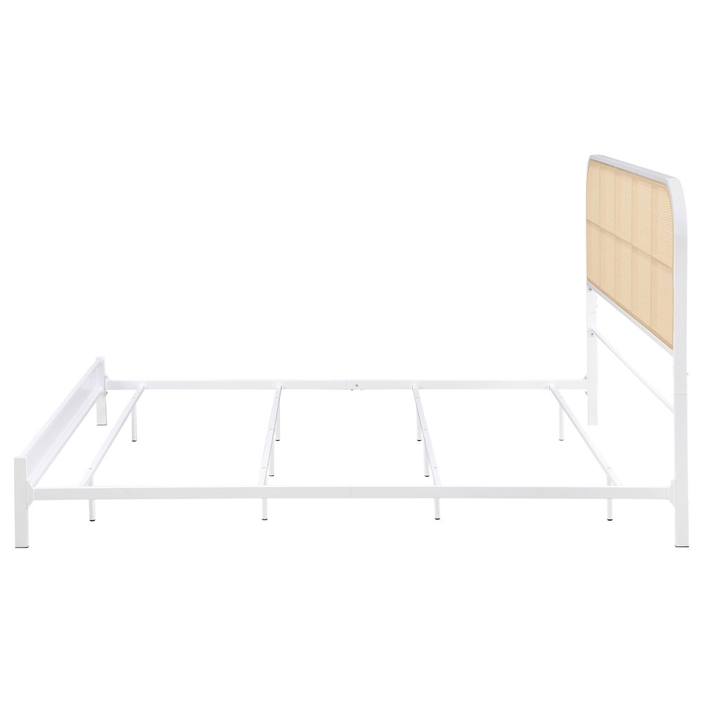 Amherst Radio Weave Rattan Metal Eastern King Bed White. Picture 5
