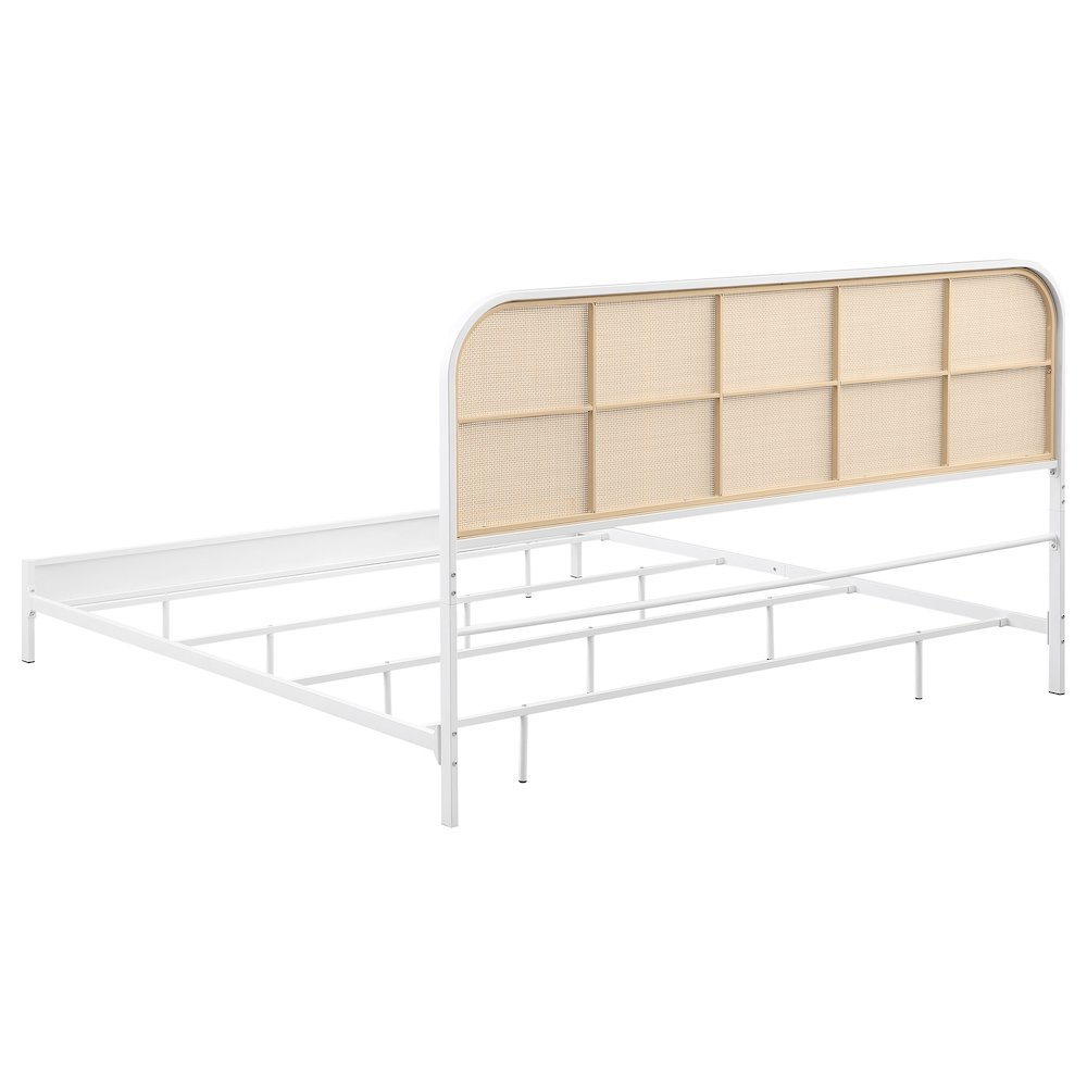 Amherst Radio Weave Rattan Metal Eastern King Bed White. Picture 6