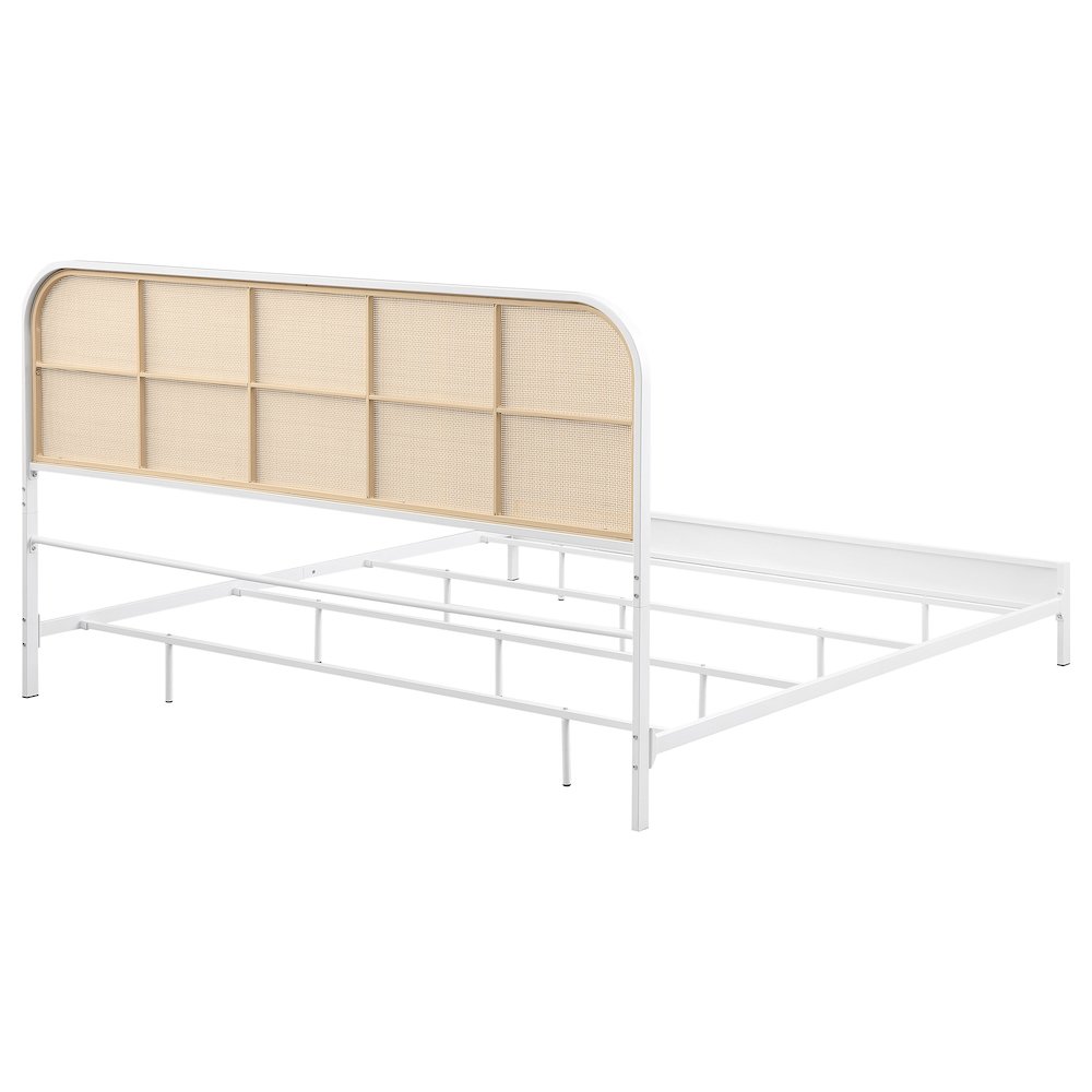 Amherst Radio Weave Rattan Metal Eastern King Bed White. Picture 7