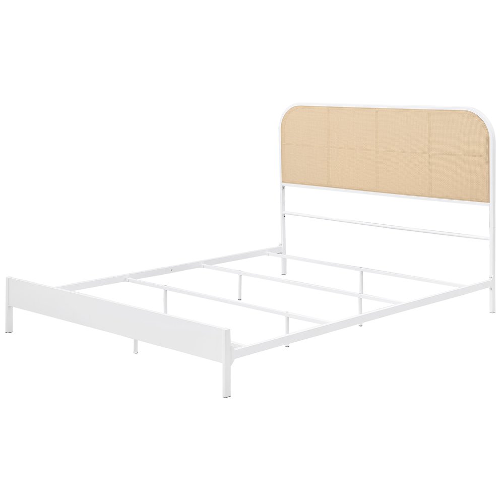 Amherst Radio Weave Rattan Metal Queen Bed White. Picture 4