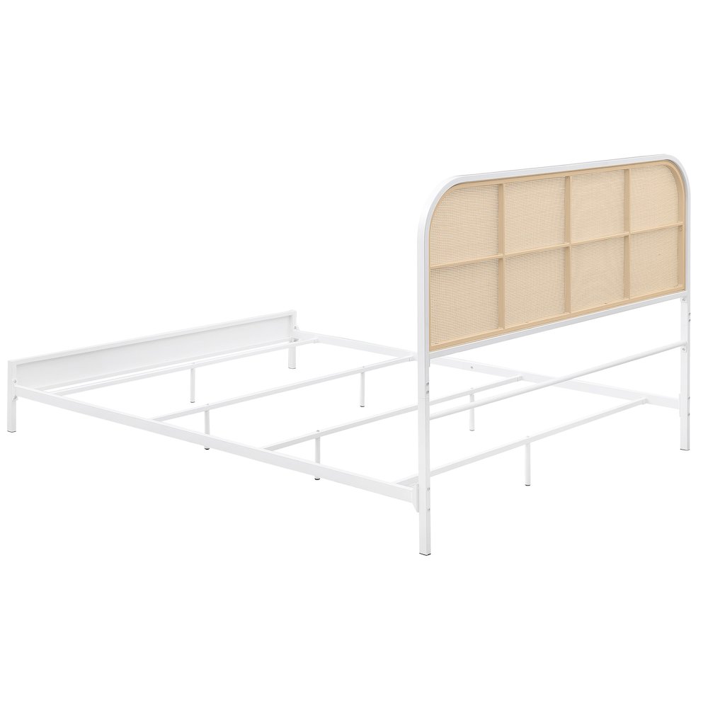Amherst Radio Weave Rattan Metal Queen Bed White. Picture 6