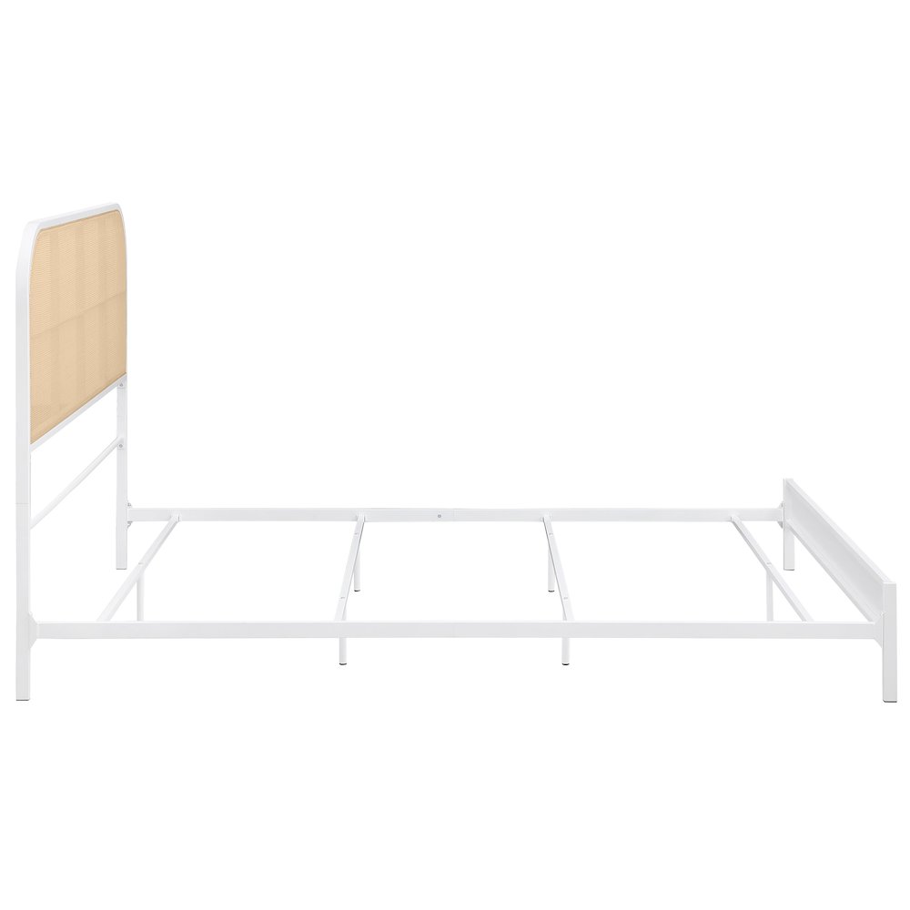 Amherst Radio Weave Rattan Metal Queen Bed White. Picture 8