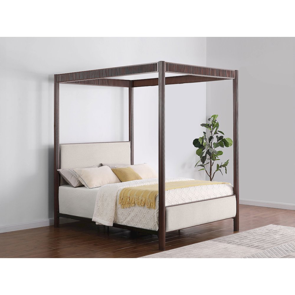 Zimmerlee 89-inch Metal Queen Canopy Bed Rust Brown. Picture 9