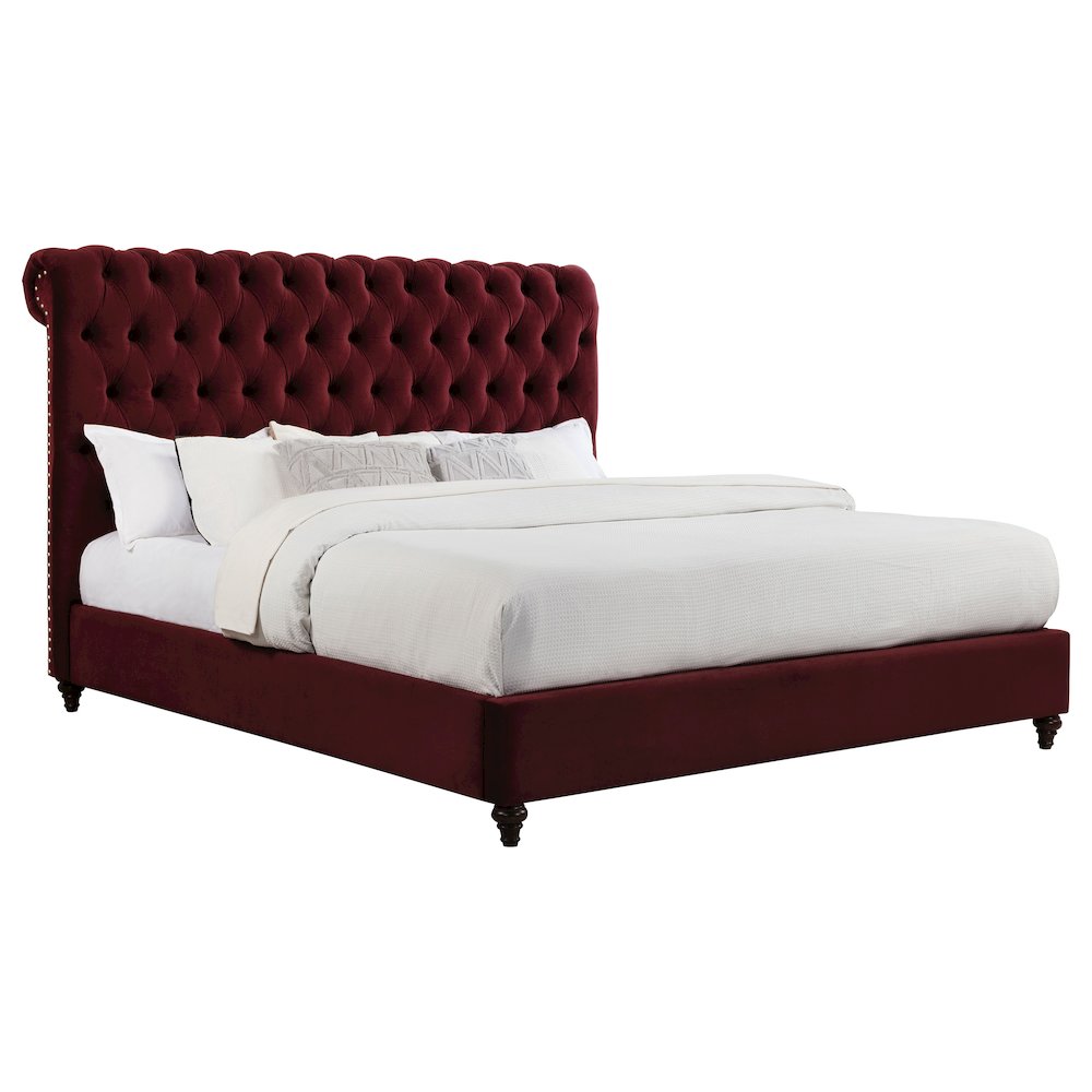 Devon 57-inch Upholstered California King Panel Bed Wine Red. Picture 3