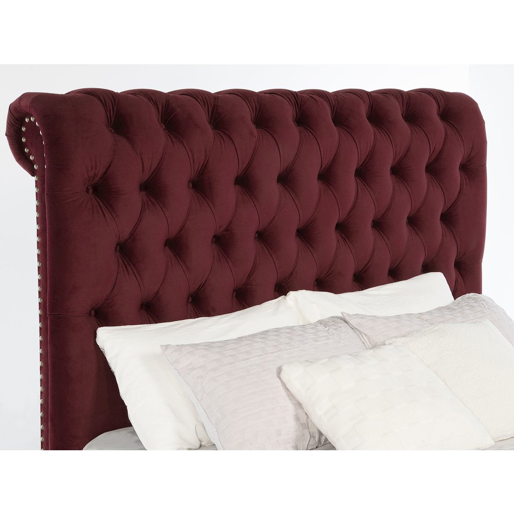 Devon 57-inch Upholstered California King Panel Bed Wine Red. Picture 10