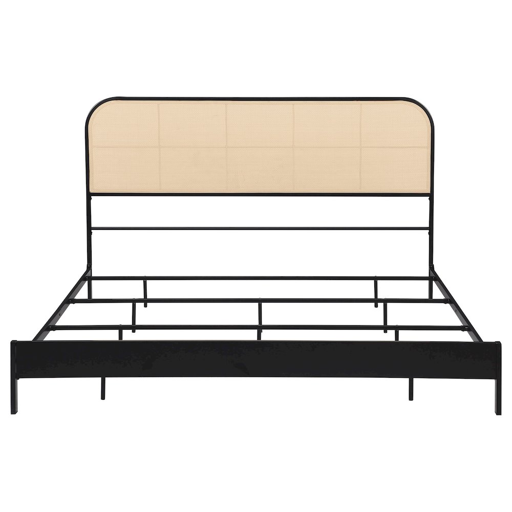 Amherst Radio Weave Rattan Metal Eastern King Bed Black. Picture 3